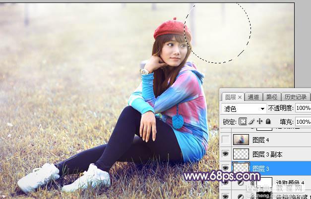 Photoshop将草地人物图片打造梦幻的秋季淡黄色36