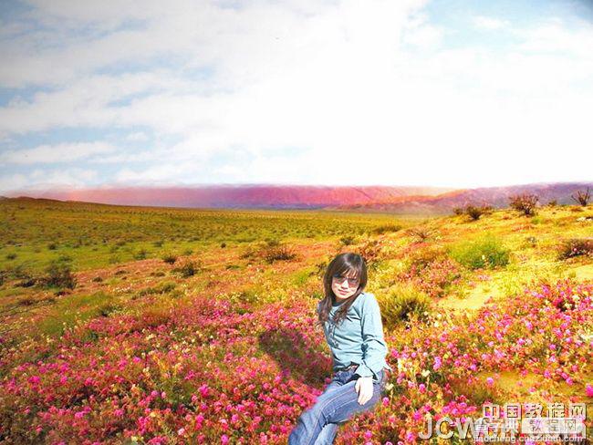 photoshop 坐在绚丽野花中的女孩合成方法13