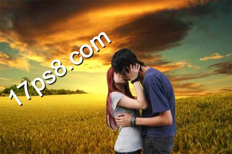 photoshop将亲吻中的情侣合成霞光草原中逐渐消失的粒子化效果5