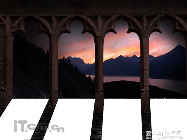 Photoshop下合成城堡外的日落景色19