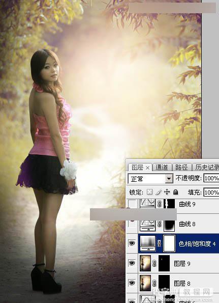 Photoshop如何调出公园女孩秋季暖色效果教程48