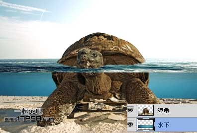 photoshop合成制作海龟岛­自然场景12