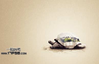 photoshop将城堡乌龟沙漠合成生态保护壁纸海报效果29