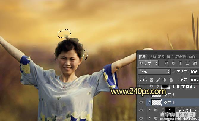 Photoshop调制出黄褐色霞光色荷叶边人物图片30