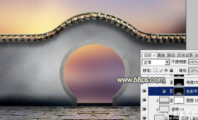 Photoshop合成唯美的江南古典园林拱门美景教程25