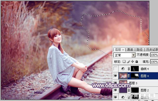 Photoshop为外景人物图片打造唯美的秋季紫红色35