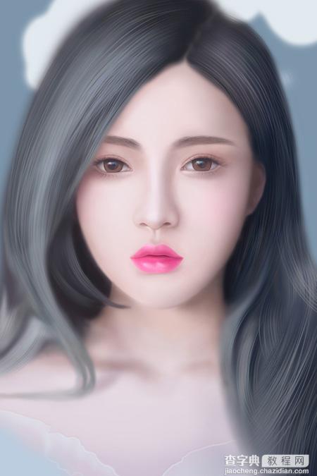 PS临摹漂亮的女神头像1