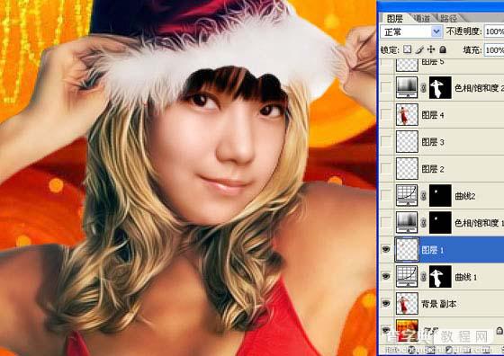 photoshop 给漂亮的圣诞美女换头像4