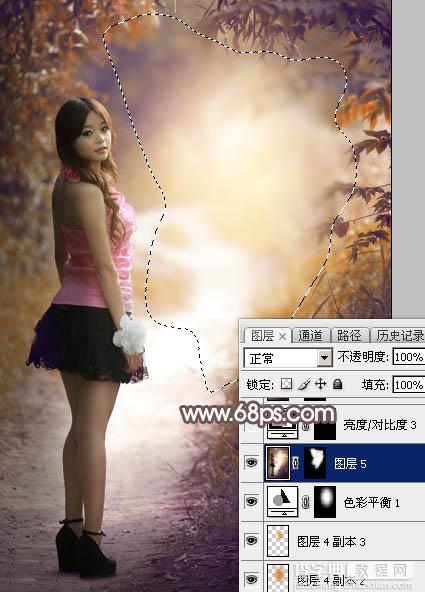 Photoshop将树林人物图片打造出唯美的秋季红褐色46