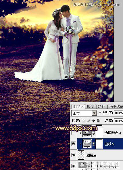 Photoshop调出梦幻紫色效果的外景婚纱照教程32