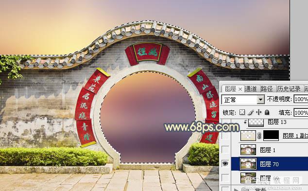 Photoshop合成唯美的江南古典园林拱门美景教程6