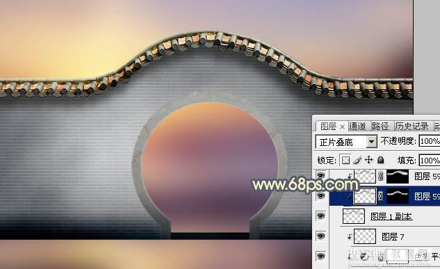 Photoshop合成唯美的江南古典园林拱门美景教程21