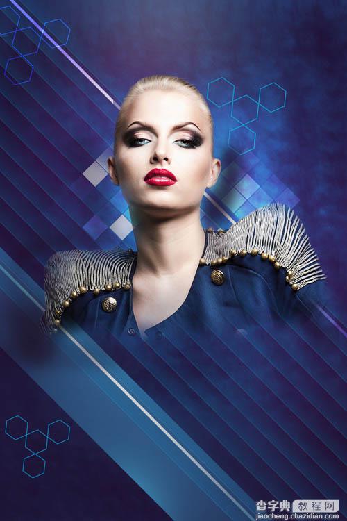 Photoshop设计打造绚丽的蓝色潮装人物海报57