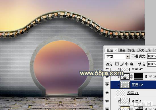 Photoshop合成唯美的江南古典园林拱门美景教程27