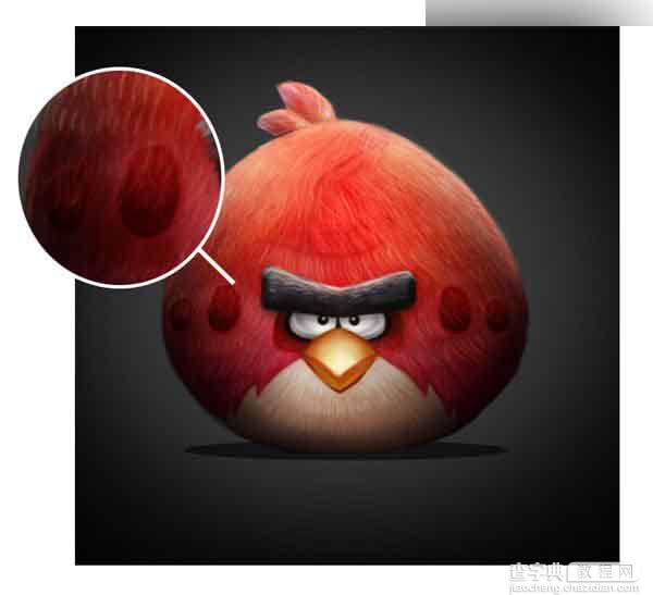 Photoshop绘制超逼真的红色可爱的愤怒的小鸟17