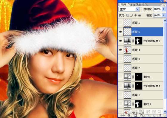 photoshop 给漂亮的圣诞美女换头像9