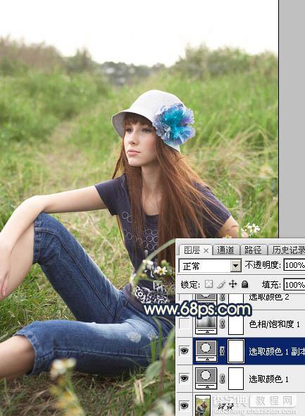 Photoshop调制出柔和的晨曦霞光草丛人物图片6