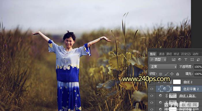 Photoshop调制出黄褐色霞光色荷叶边人物图片13