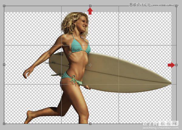 Photoshop合成从水花中冲出抱着滑板的海边美女11