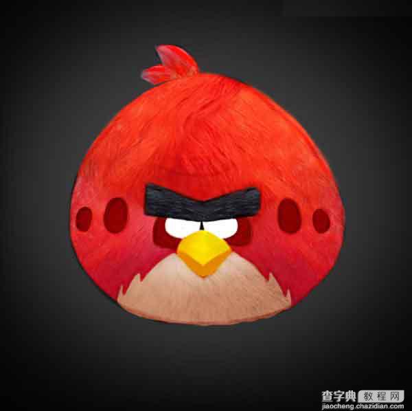 Photoshop绘制超逼真的红色可爱的愤怒的小鸟12