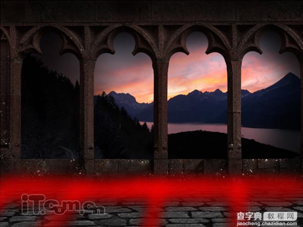 Photoshop下合成城堡外的日落景色17