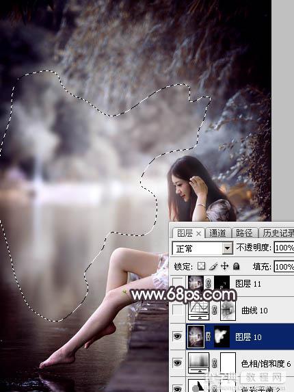 Photoshop将湖景人物图片打造出唯美的暗褐色秋季47