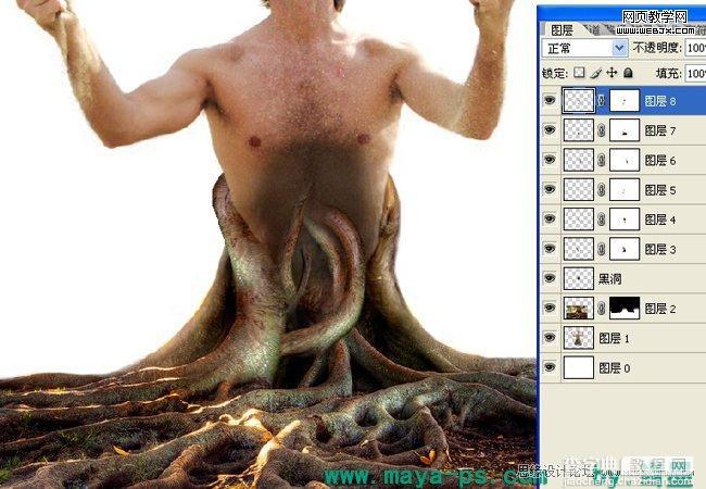 Photoshop合成吓人的树妖制作教程18