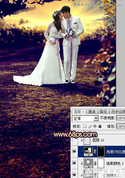 Photoshop调出梦幻紫色效果的外景婚纱照教程36