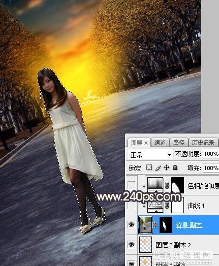 Photoshop调制出暗黄色逆光水泥路面上人物图片20