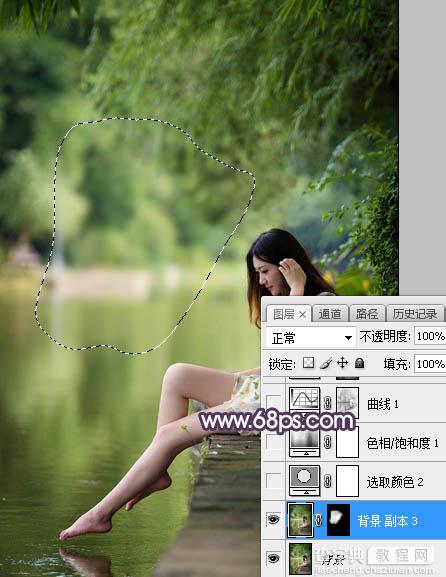 Photoshop调制出梦幻中性蓝紫色夏季水边人物图片3