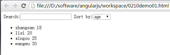 AngularJS 过滤与排序详解及实例代码1