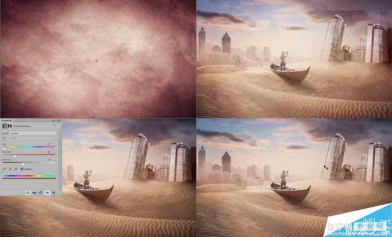 Photoshop合成创意风格被沙丘淹没的荒废城市场景16