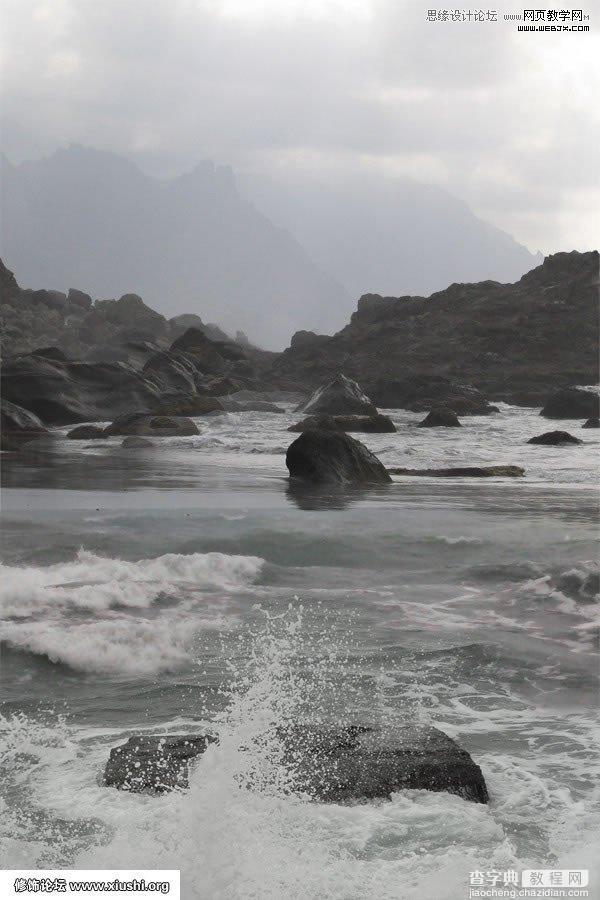 Photoshop合成制作梦幻的海边在坐岩石上的美女图片教程7