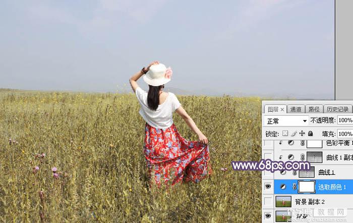 Photoshop调制出韩系暗蓝色草丛里人物图片6