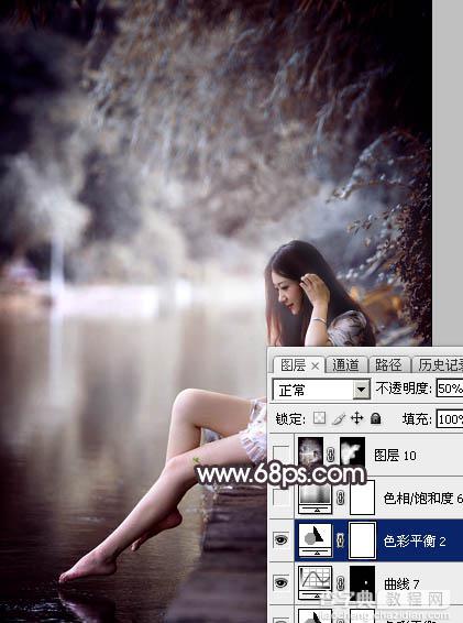 Photoshop将湖景人物图片打造出唯美的暗褐色秋季46