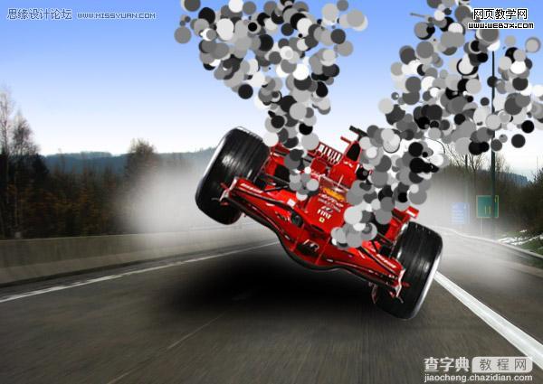 photoshop 合成冒烟行驶的F1赛车16