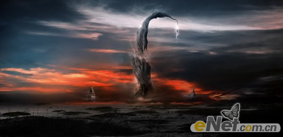 Photoshop设计制作邪恶玄幻美女冲出水面的场景1