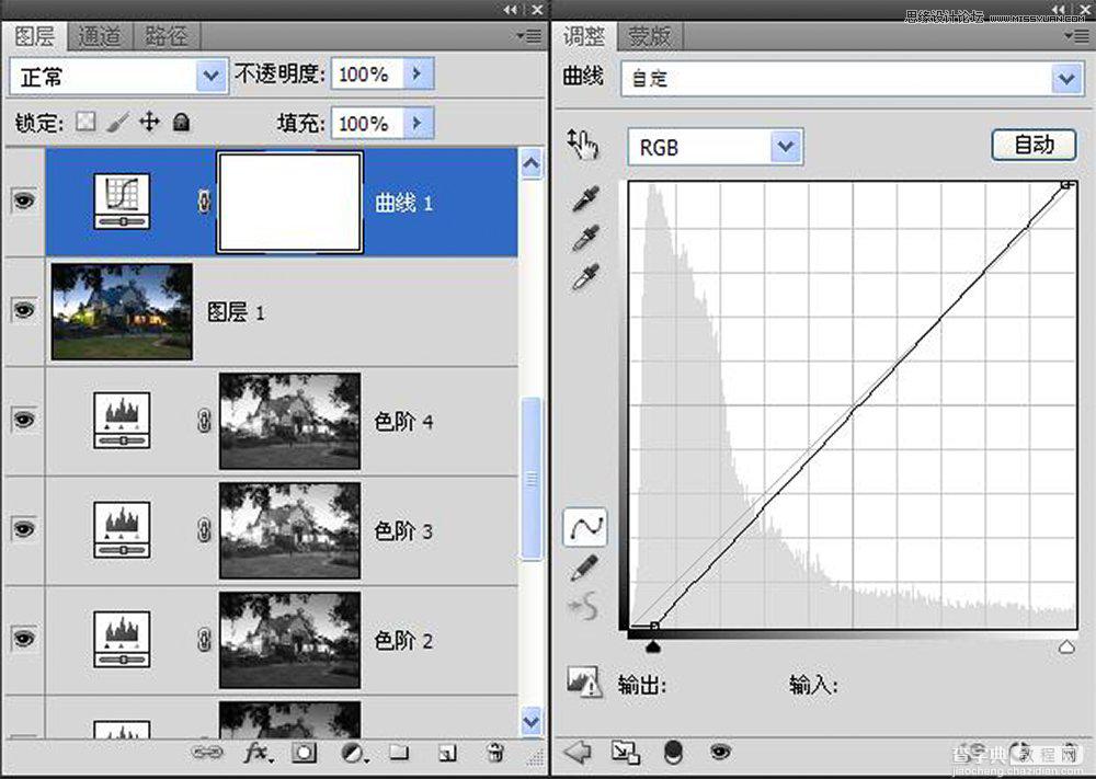 Photoshop巧用两张素材合成逼真的别墅夜景效果31