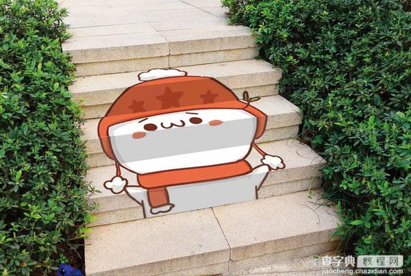 PS给台阶合成逼真的卡通绘画15