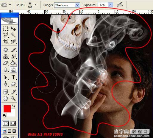 photoshop 合成带有骷髅头像的烟雾8