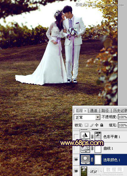 Photoshop调出梦幻紫色效果的外景婚纱照教程7