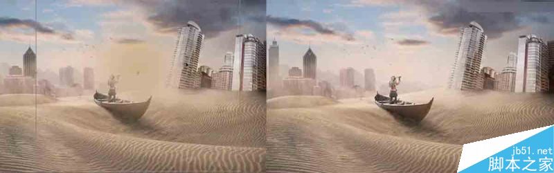 Photoshop合成创意风格被沙丘淹没的荒废城市场景15