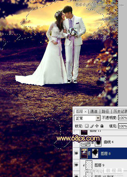 Photoshop调出梦幻紫色效果的外景婚纱照教程38