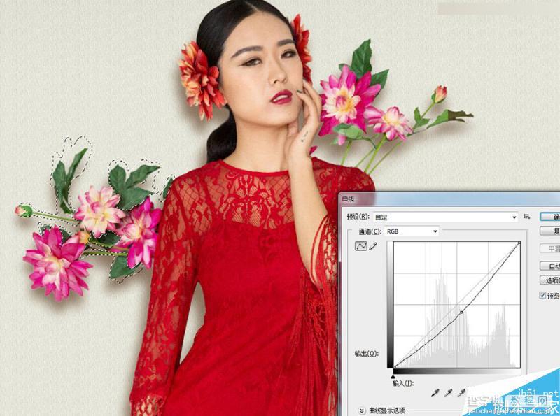 Photoshop将室内美女照片后期调出复古的中国风效果22