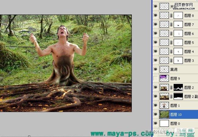 Photoshop合成吓人的树妖制作教程24