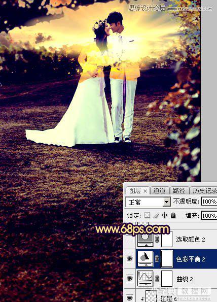 Photoshop调出梦幻紫色效果的外景婚纱照教程24