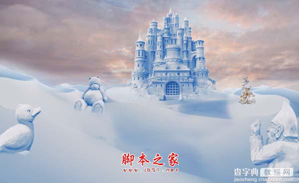 photoshop合成制作漂亮的雪景卡通乐园47