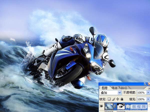 photoshop 快速合成水中高速行驶的摩托7