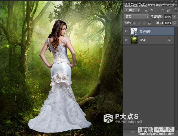 Photoshop合成森林中的唯美CG美女插画2