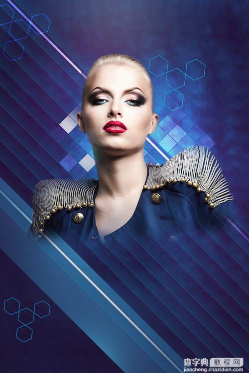 Photoshop设计打造绚丽的蓝色潮装人物海报64